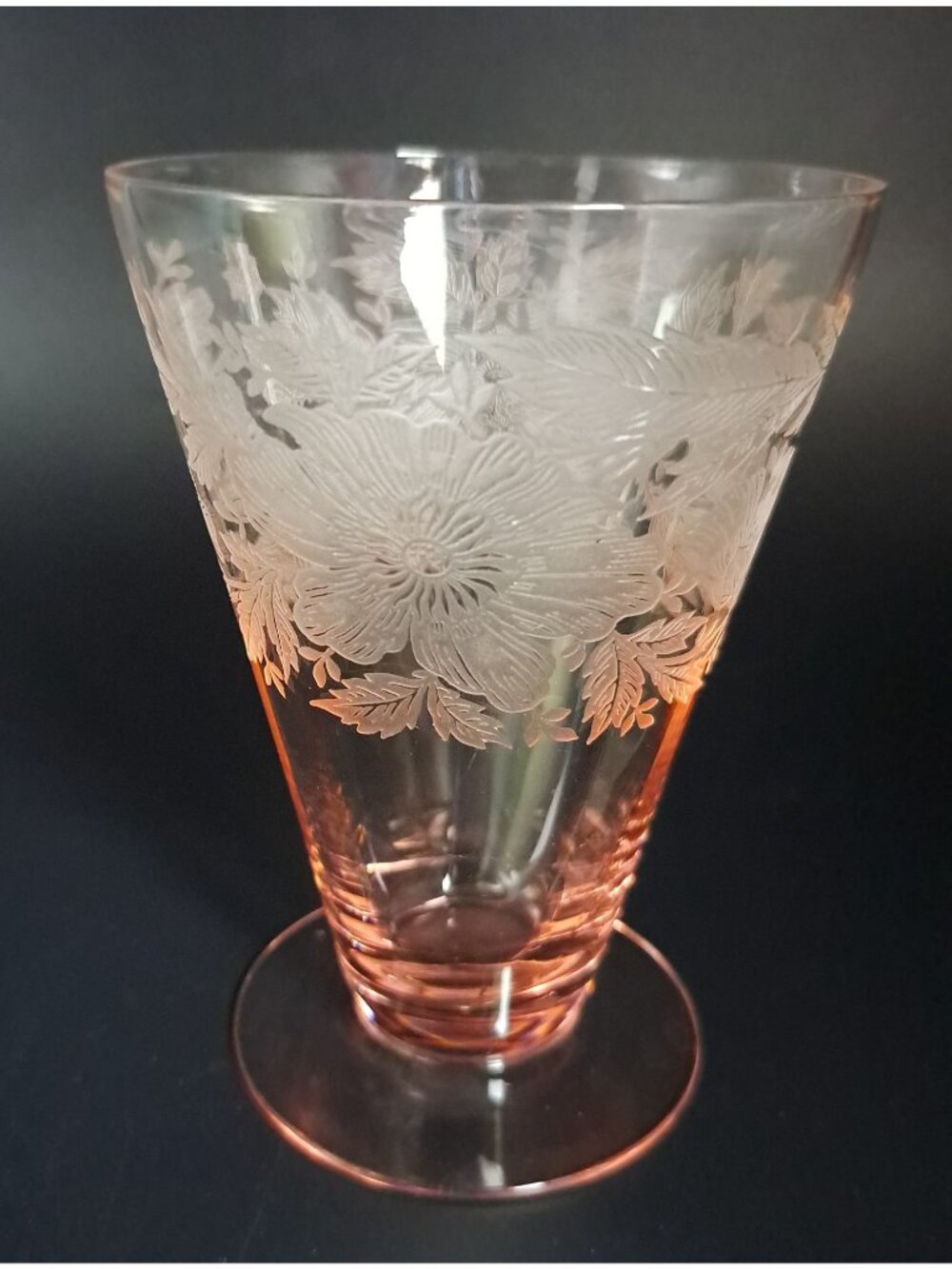 Tiffin Franciscan Sylvan Pink Etched Glass Footed Tumbler